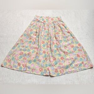 Saks Fifth Avenue Yellow Floral Skirt Small Midi Cottagecore Summer Prairiecore